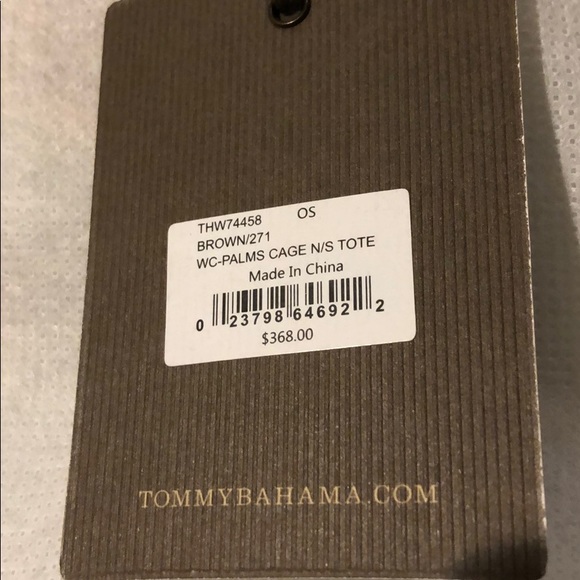 Tommy Bahama Brown Leather Palms Cage N/S Tote with Metallic Gold NWT - Picture 3 of 5